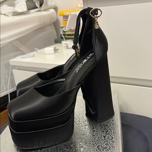 Kiss Black Platform Boots with Chunky Heel